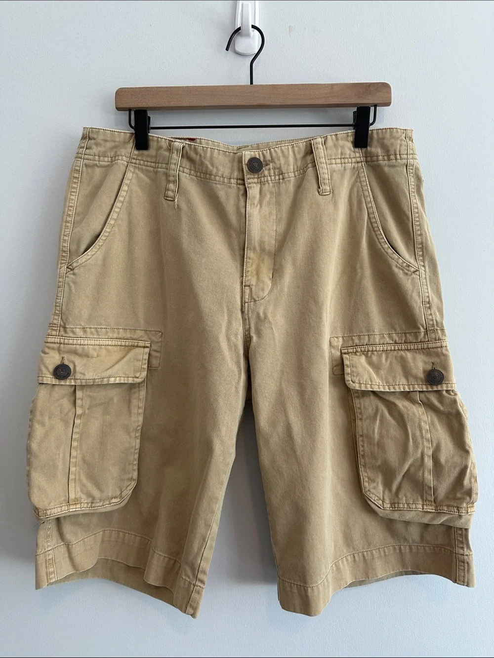 True Religion Mens Cargo Shorts 32 Tan‎ Utility Outdoor Camping Fishing